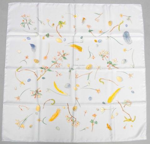 A variation of the Hermès scarf `Fleurs et plumes ` first edited in 2006 by `Leigh P. Cook`