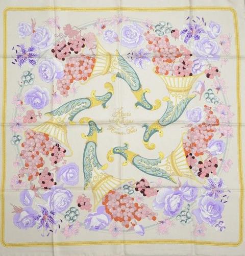 A variation of the Hermès scarf `Fleurs et raisins ` first edited in 1981 by `Christiane Vauzelles`