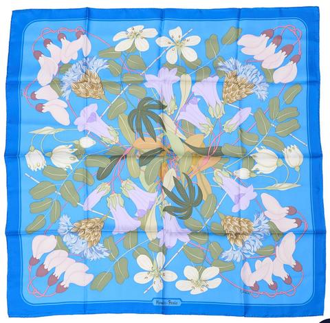 Hermès Flora Graeca scarf in blue by Niki Goulandris, 1983
