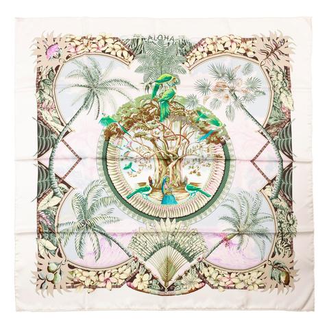 A variation of the Hermès scarf `Aloha` first edited in 2000 by `Laurence Bourthoumieux`