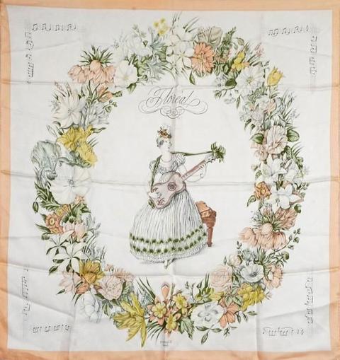 A variation of the Hermès scarf `Floréal ` first edited in 1957 by `Hugo Grygkar`