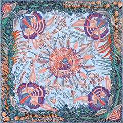 A variation of the Hermès scarf `Flowers of south africa` first edited in 2017 by `Ardmore Artists`