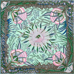 A variation of the Hermès scarf `Flowers of south africa` first edited in 2017 by `Ardmore Artists`