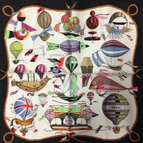 A variation of the Hermès scarf `Folies du ciel ` first edited in 1984 by `Loïc Dubigeon`