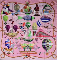 A variation of the Hermès scarf `Folies du ciel ` first edited in 1984 by `Loïc Dubigeon`