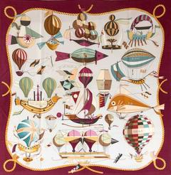 A variation of the Hermès scarf `Folies du ciel ` first edited in 1984 by `Loïc Dubigeon`