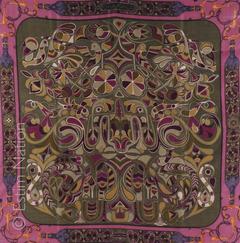 A variation of the Hermès scarf `Folklore ` first edited in 1980 by `Henri d'Origny`