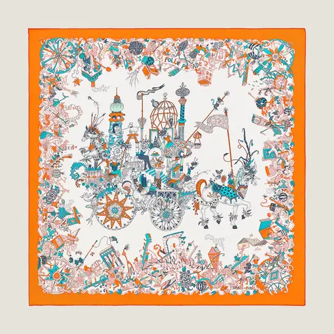 A variation of the Hermès scarf `La folle parade` first edited in 2020 by `Fanjul Claire `
