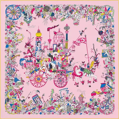 A variation of the Hermès scarf `La folle parade` first edited in 2020 by `Fanjul Claire `