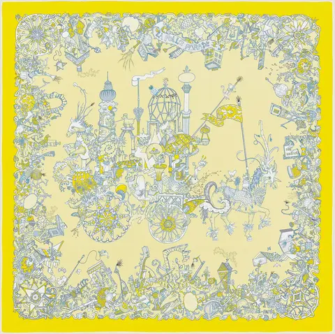 A variation of the Hermès scarf `La folle parade` first edited in 2020 by `Fanjul Claire `