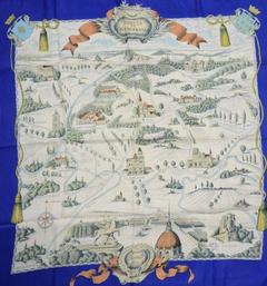 A variation of the Hermès scarf `Forêts en ile-de-france ` first edited in 1954 by `Dessinateur inconnu`