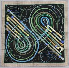 A variation of the Hermès scarf `Fouets et badines ` first edited in 2017 by `Virginie Jamin`