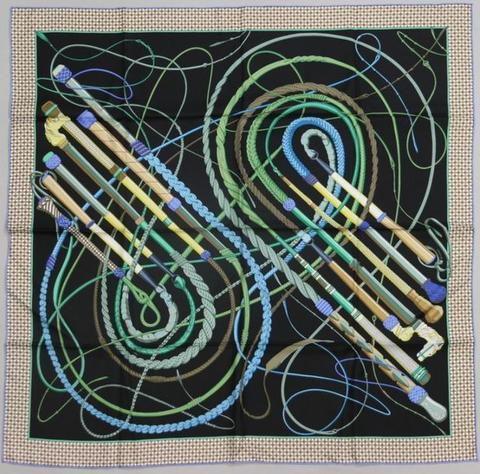 A variation of the Hermès scarf `Fouets et badines ` first edited in 2017 by `Virginie Jamin`