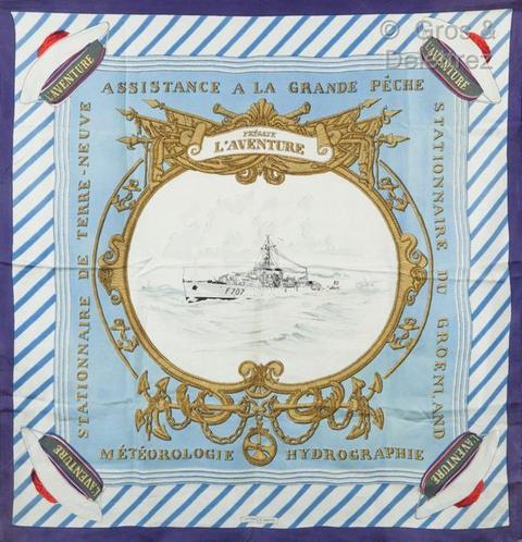 A variation of the Hermès scarf `Frégate l'aventure ` first edited in 1956 by `Hugo Grygkar`