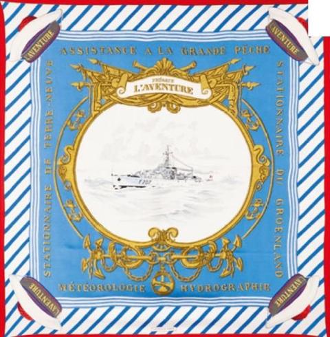 A variation of the Hermès scarf `Frégate l'aventure ` first edited in 1956 by `Hugo Grygkar`