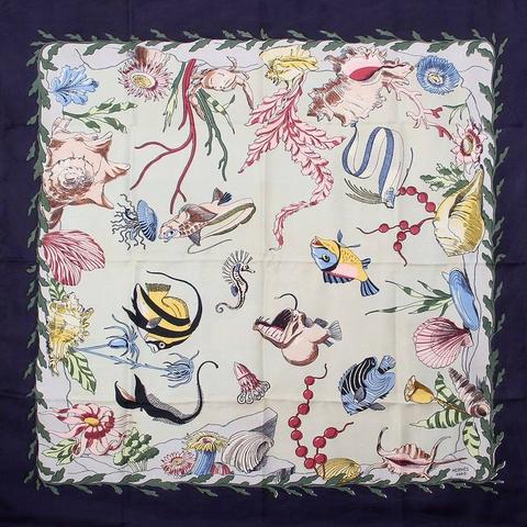 A variation of the Hermès scarf `Fruits de mer` first edited in 1940 by `Charles Pittner`