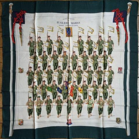 A variation of the Hermès scarf `Fusiliers marins ` first edited in 1958 by `Hugo Grygkar`