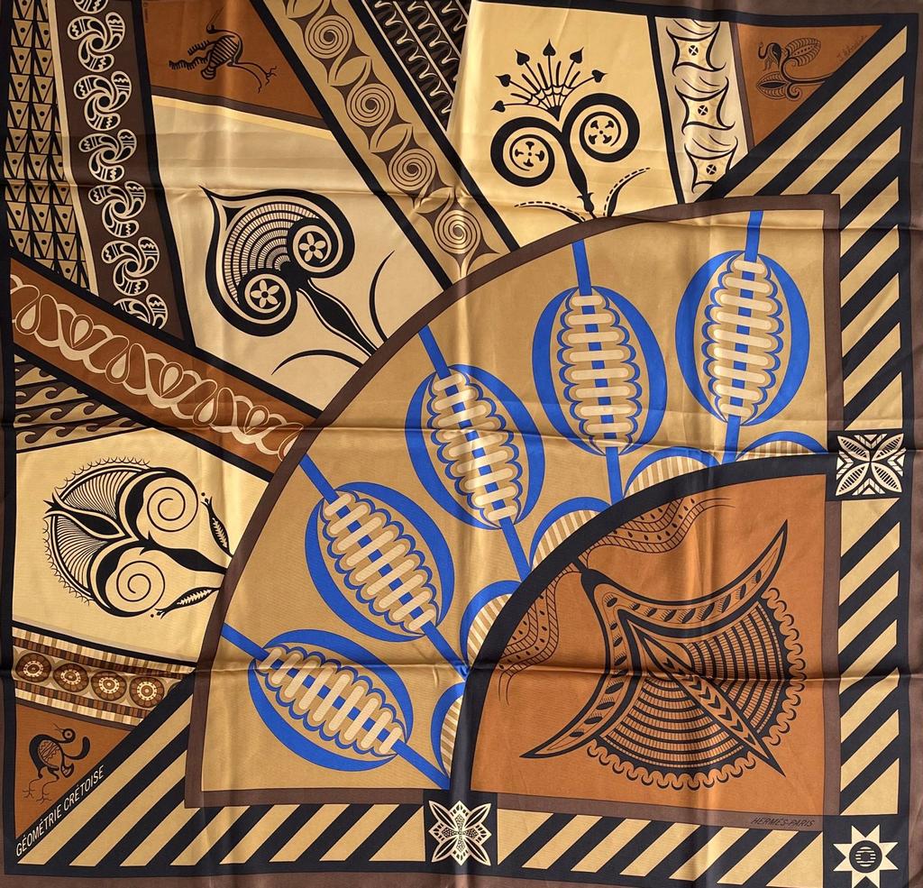 Géométrie crétoise brown - Hermès Scarf Details | Scarf Sage