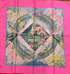 A variation of the Hermès scarf `Giverny` first edited in 1989 by `Laurence Bourthoumieux`