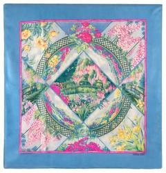 A variation of the Hermès scarf `Giverny` first edited in 1989 by `Laurence Bourthoumieux`