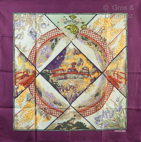 A variation of the Hermès scarf `Giverny` first edited in 1989 by `Laurence Bourthoumieux`