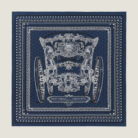 A variation of the Hermès scarf `Grand carrosse` first edited in 2020 by `Lise Coutin`
