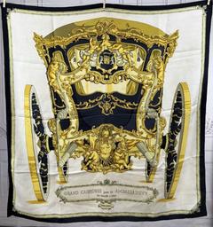 Hermès Grand Carrosse pour un Ambassadeur scarf in white by Lise Coutin, 1961