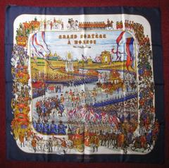 A variation of the Hermès scarf `Grand cortège à moscou ` first edited in 1992 by `Michel Duchene`