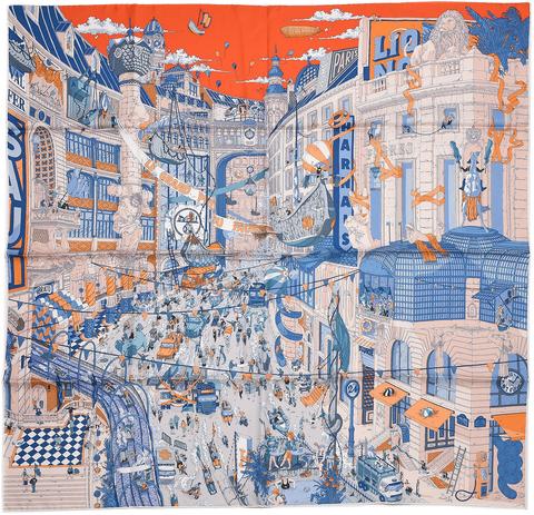 A variation of the Hermès scarf `Le grand prix du faubourg` first edited in 2018 by `Gattoni Ugo`