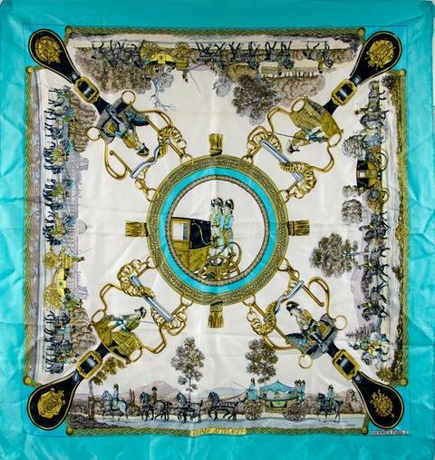 A variation of the Hermès scarf `Grands attelages ` first edited in 1972 by `Philippe Ledoux`