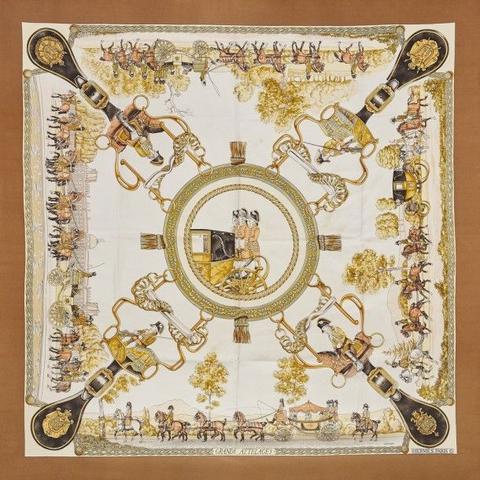 A variation of the Hermès scarf `Grands attelages ` first edited in 1972 by `Philippe Ledoux`