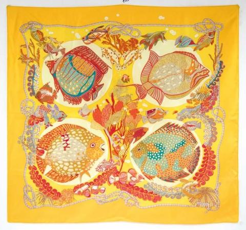 A variation of the Hermès scarf `Grands fonds ` first edited in 1992 by `Annie Faivre`