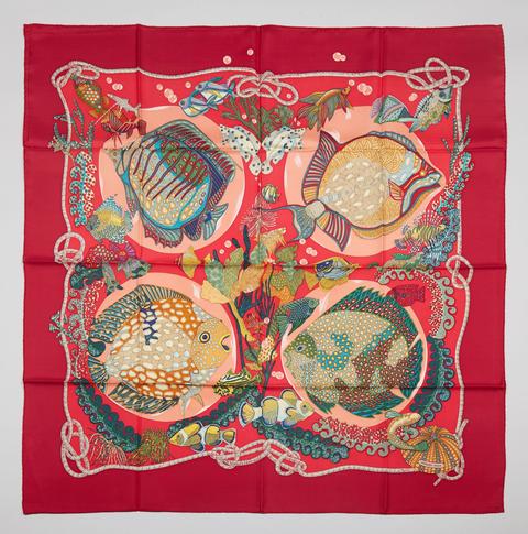 A variation of the Hermès scarf `Grands fonds ` first edited in 1992 by `Annie Faivre`