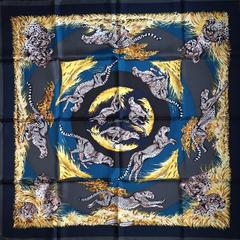 A variation of the Hermès scarf `Guépards ` first edited in 2007 by `Robert Dallet`