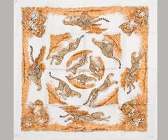 A variation of the Hermès scarf `Guépards ` first edited in 2007 by `Robert Dallet`