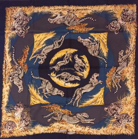 A variation of the Hermès scarf `Guépards ` first edited in 2007 by `Robert Dallet`