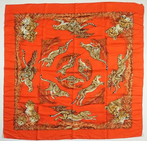 A variation of the Hermès scarf `Guépards ` first edited in 2007 by `Robert Dallet`