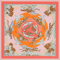 A variation of the Hermès scarf `Guépards` first edited in 2007 by `Robert Dallet`