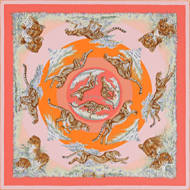 A variation of the Hermès scarf `Guépards` first edited in 2007 by `Robert Dallet`