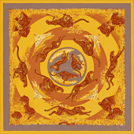 A variation of the Hermès scarf `Guépards` first edited in 2007 by `Robert Dallet`