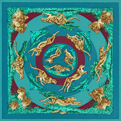 A variation of the Hermès scarf `Guépards` first edited in 2007 by `Robert Dallet`