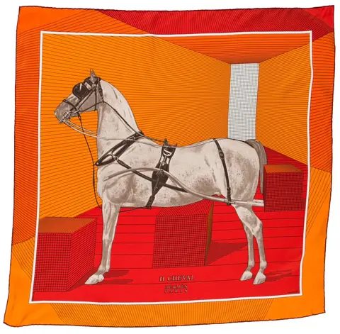 A variation of the Hermès scarf `H cheval` first edited in 2011 by `Anamorphèe`