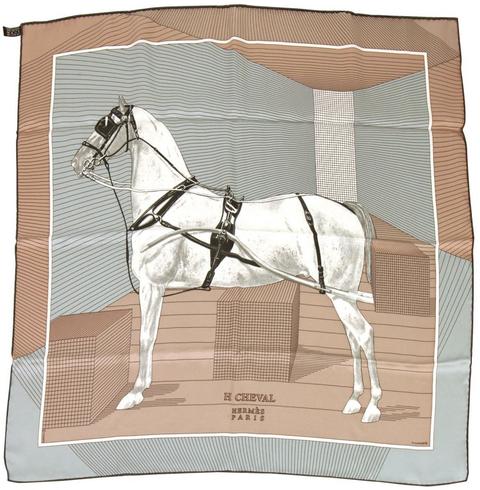 A variation of the Hermès scarf `H cheval` first edited in 2011 by `Anamorphèe`