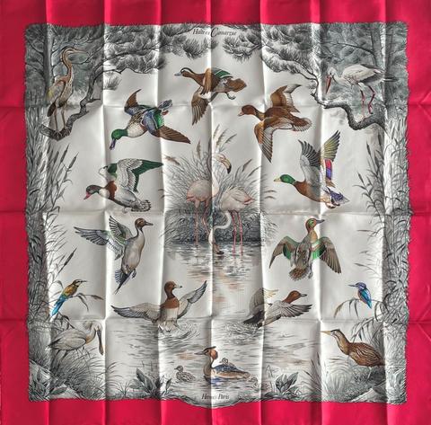 A variation of the Hermès scarf `Halte en camargue ` first edited in 1989 by `Robert Dallet`