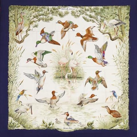 A variation of the Hermès scarf `Halte en camargue ` first edited in 1989 by `Robert Dallet`