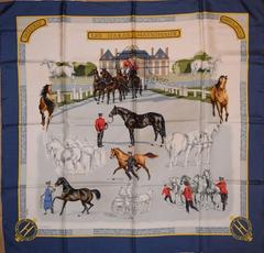 A variation of the Hermès scarf `Les haras nationaux ` first edited in 1989 by `Hubert de Watrigant`