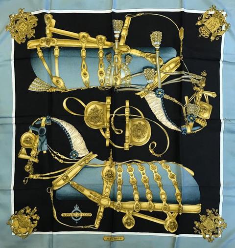 A variation of the Hermès scarf `Harnais de cour ` first edited in 1977 by `Philippe Ledoux`
