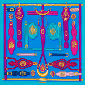 A variation of the Hermès scarf `Harnais des présidents` first edited in 1966 by `Marie-Françoise Héron`