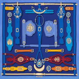 A variation of the Hermès scarf `Harnais des présidents` first edited in 1966 by `Marie-Françoise Héron`