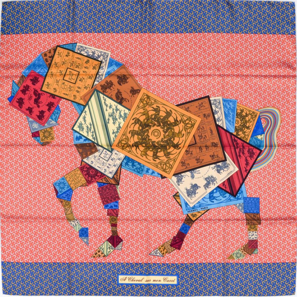 À cheval sur mon carré red, blue - Hermès Scarf Details | Scarf Sage